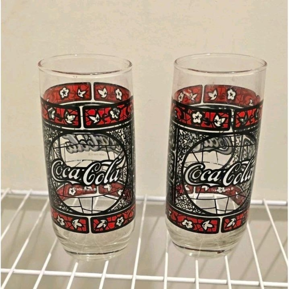 Vintage Coca-Cola Glasses Set Of 2 Retro Good Condition